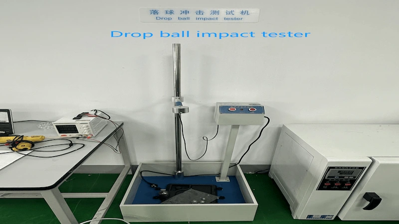 Drop test equipment — 1m height, 6 faces